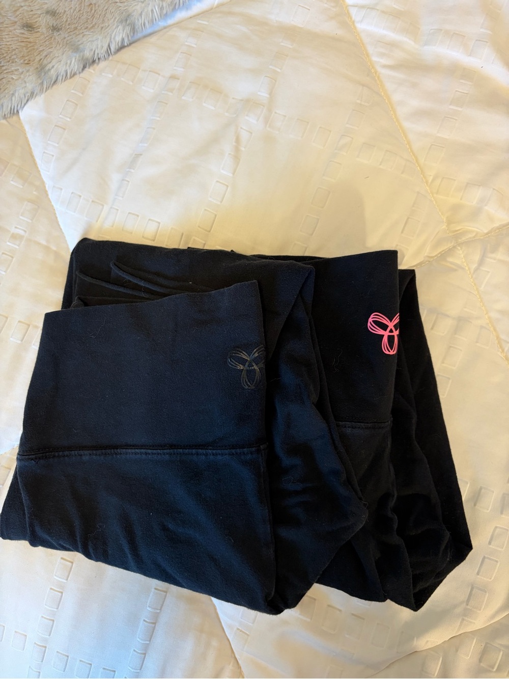 TNA Black Leggings with Pink Logo Accent